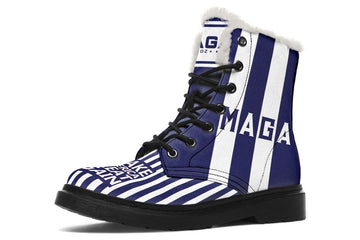 🇺🇸 TRUMP 2024 MAGA Blue - Fur-lined Boots