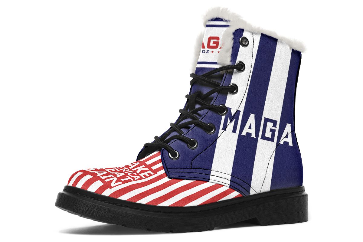 🇺🇸 TRUMP 2024 MAGA Blue Red - Fur-lined Boots